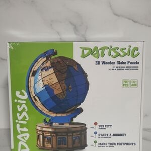 3D Wooden Globe Puzzle - Blue and Brown
